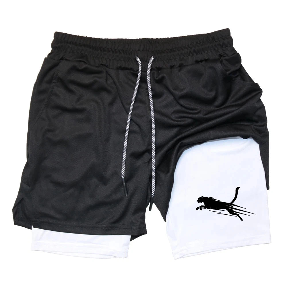 Summer Men's Gym Fitness Workout Shorts Quick-drying Two-in-one Sports Compression Double-layer Shorts Casual Daily M-3XL