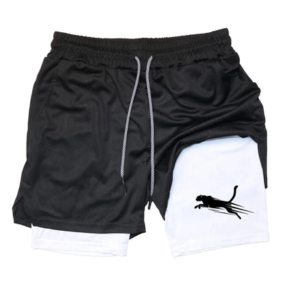Summer Men's Gym Fitness Workout Shorts Quick-drying Two-in-one Sports Compression Double-layer Shorts Casual Daily M-3XL
