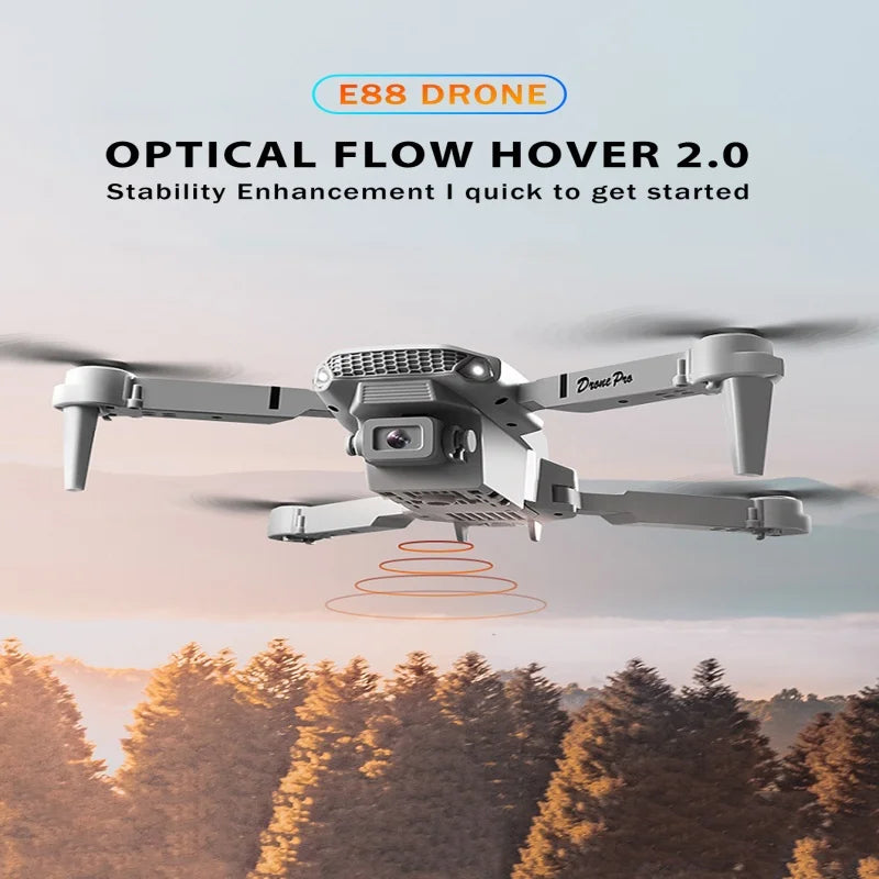 E88 ProIntelligent Folding Drone Supports single/Dual Camera Switching 4KPicture Quality+Wide-angle Shooting WiFiDirect Real-Tim