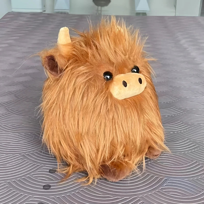 Kawaii Lying Highland Cow Plush Toy Soft Stuffed Animals Doll Highland Cow Puppet Cute Plushie Kawaii Xmas Gifts Home Decor