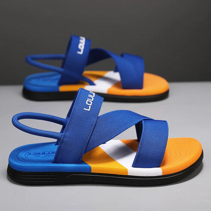 Men's Sandals, Solid Color Blocked Open Toe Breathable Slippers, Comfortable, Non-slip, Durable, Casual Shoes
