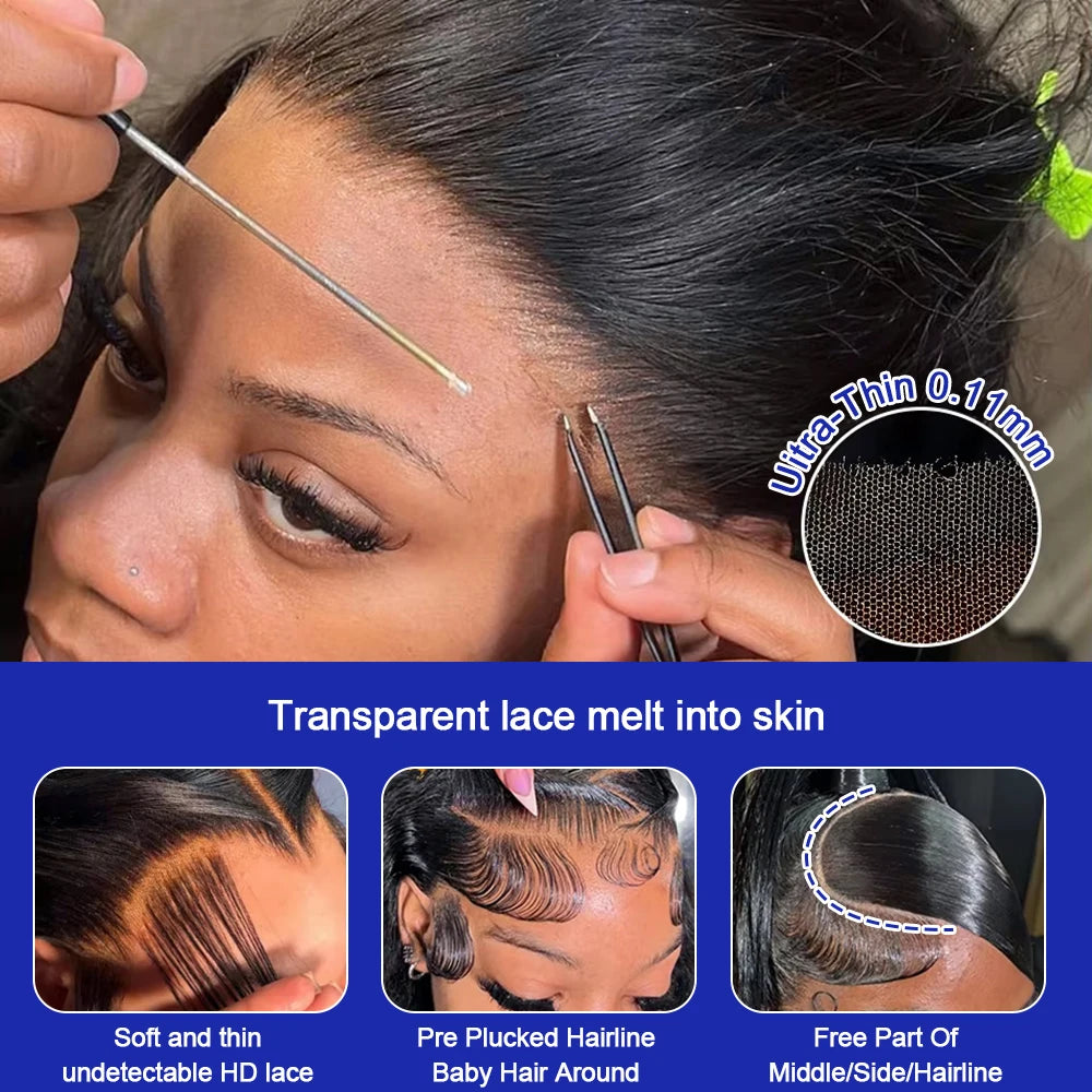 Vietnamese Raw 13X4 Lace Front Wigs For Black Women Remy 30 40 Inch Pre Plucked Bone Straight Human Hair Wigs 13X6 Hd Lace Frontal Wigs