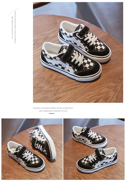 Kid's Canvas Shoes Boys Board Shoes New Net Red Low Gang Middle and Large Children Baby Girls Board Shoes Parent-Child Shoe