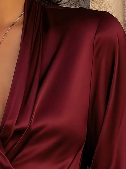 Women's Satin Blouse Long Sleeve Fashion Solid Color Shirt Office Lady Clothes Tops Elegant Woman Shirts Ladies Daily Wear Blusa