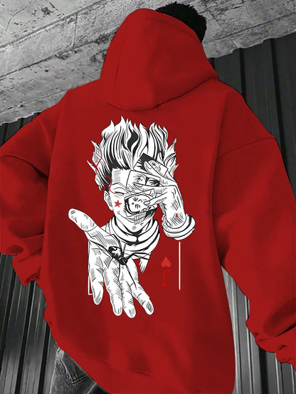 Men's Hunter x Hunter anime hoodie with Joker logo printed on the back Gothic street style autumn and winter pullover sweatshirt