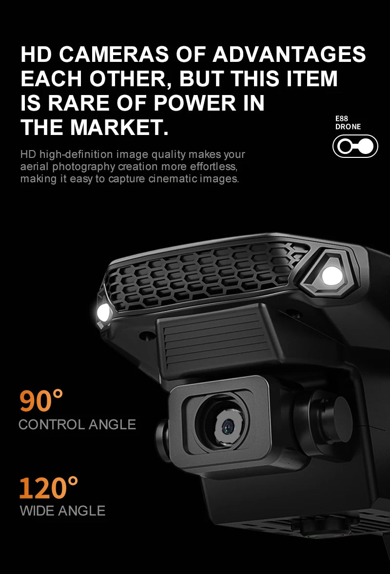 E88 ProIntelligent Folding Drone Supports single/Dual Camera Switching 4KPicture Quality+Wide-angle Shooting WiFiDirect Real-Tim