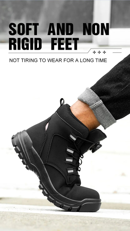 Waterproof Safety Boots Men Indestructible Steel Toe Work Boots Anti-smash Stab-resistant Safety Shoes Biker Botas Para Hombre