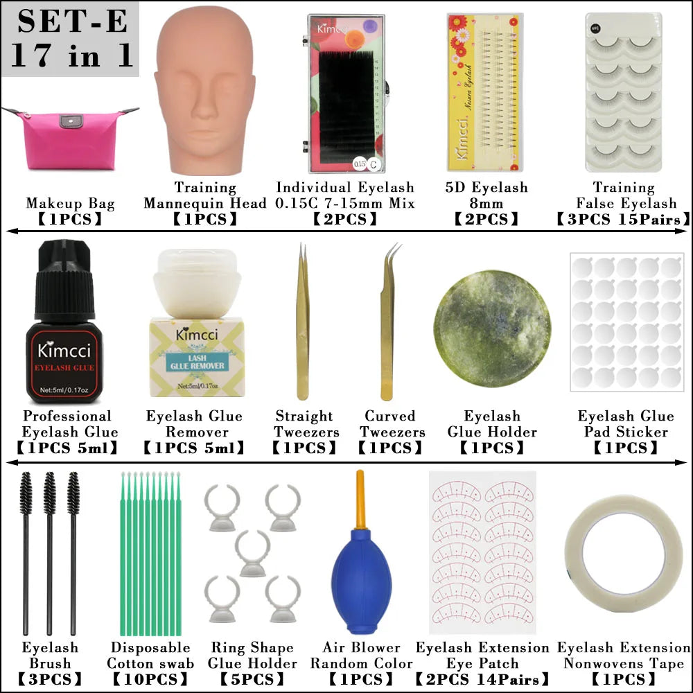 False Eyelashes Extension Practice Exercise Kit Makeup Mannequin Head Set Grafting Eyelash Training Kit Eye Lashes Graft Tools