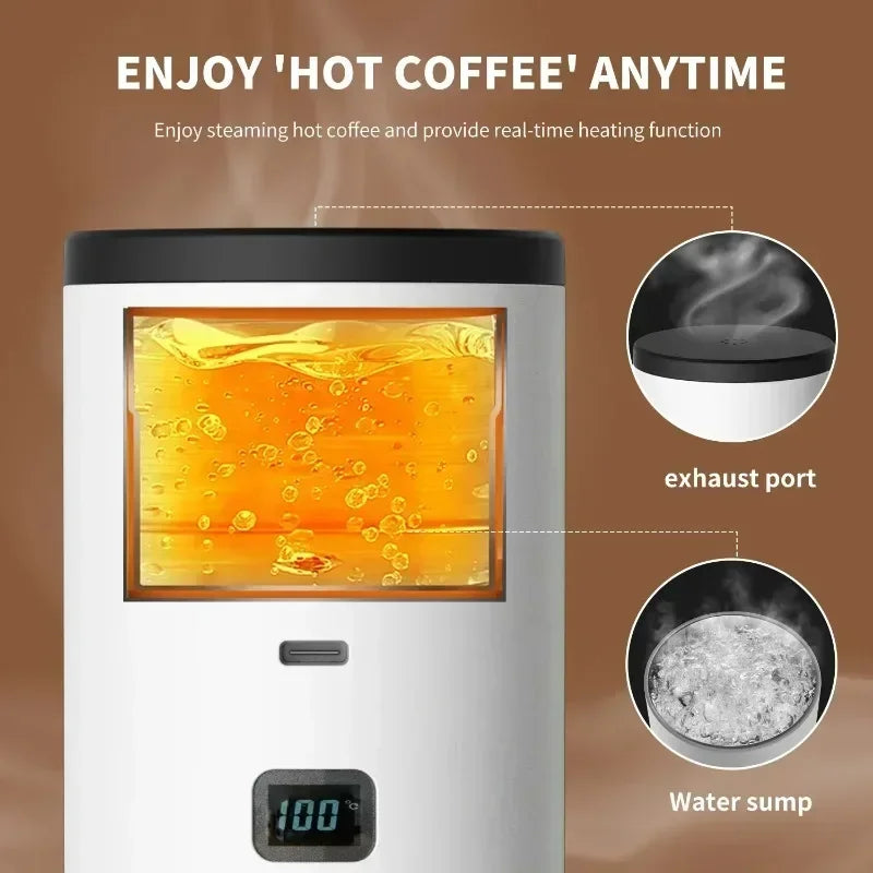 Portable Electric Coffee Maker 3-in-1 Capsule Coffee Grinder Travel Coffee Maker with Cordless Heating for Car and Home Camping