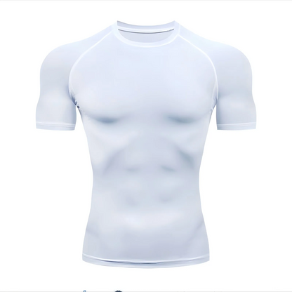 Men's compression running T-shirt fitness tight short sleeved T-shirt training jogging shirt gym sportswear quick drying