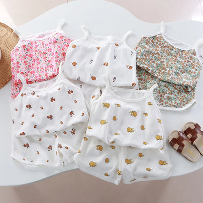 Cotton Camisole Top+Shorts Suits For Infant Girl's Clothes Baby 1st Birthday Sets Summer Newborn Baby Girl Clothing Outfits Sets