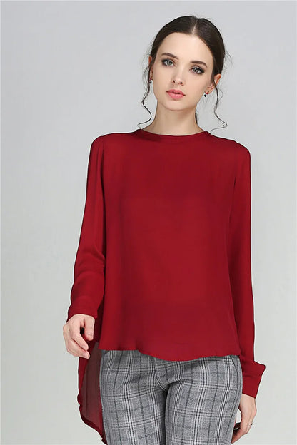 Women blouse long-sleeved V-neck elegant ladies chiffon shirt top fashion office work shirt Plus Size Blusas 5XL