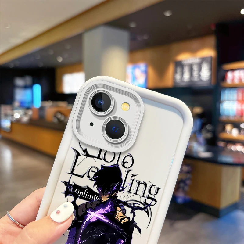 Cool S-Solo Levelings Anime Phone Case for iPhone16 15 14 13 12 11 Pro Max 16 15 14 8 7 Plus X XS Max 8 7 FE Silicone Back Cover
