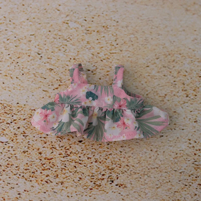 For 15/17cm 3.0 labubu doll cothes Swimsuit Beach skirt beach striped floral shirt shorts For ropa labubu outfit Decorations