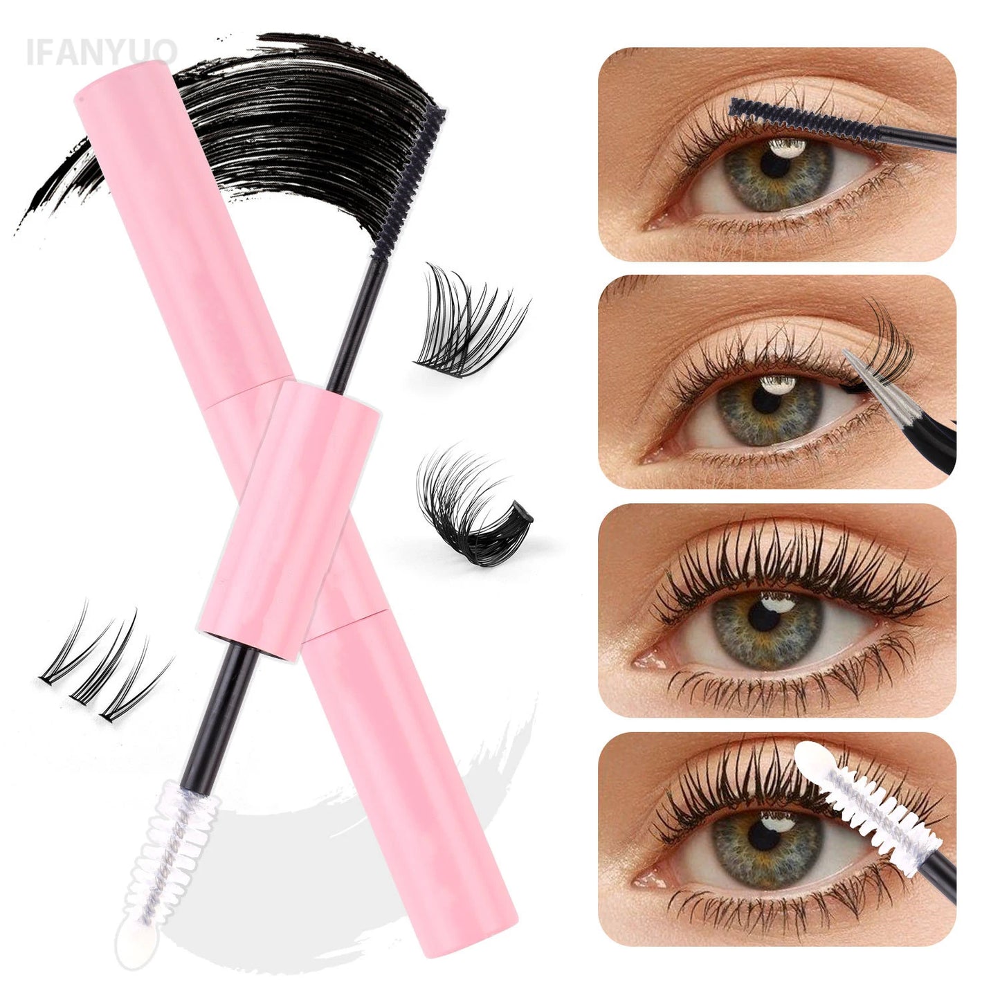 Double-Ended Eyelash Glue Adhesive and Sealing Suitable for DIY Group Eyelashes Eyelash Glue Eyelash Curler Brush Kit Makeup
