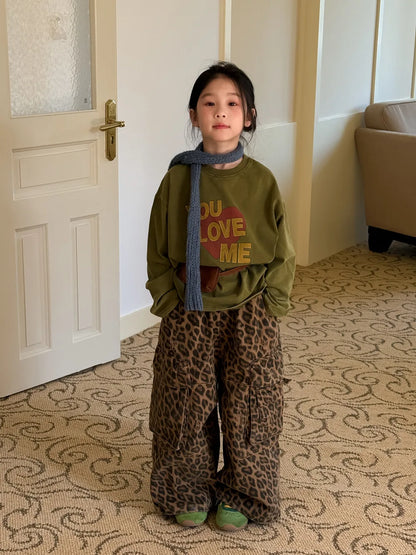 Children's Hoodie 2025 Autumn Girls' Korean Version Long Sleeved Letter Inner with Children's Round Neck Casual Loose Top