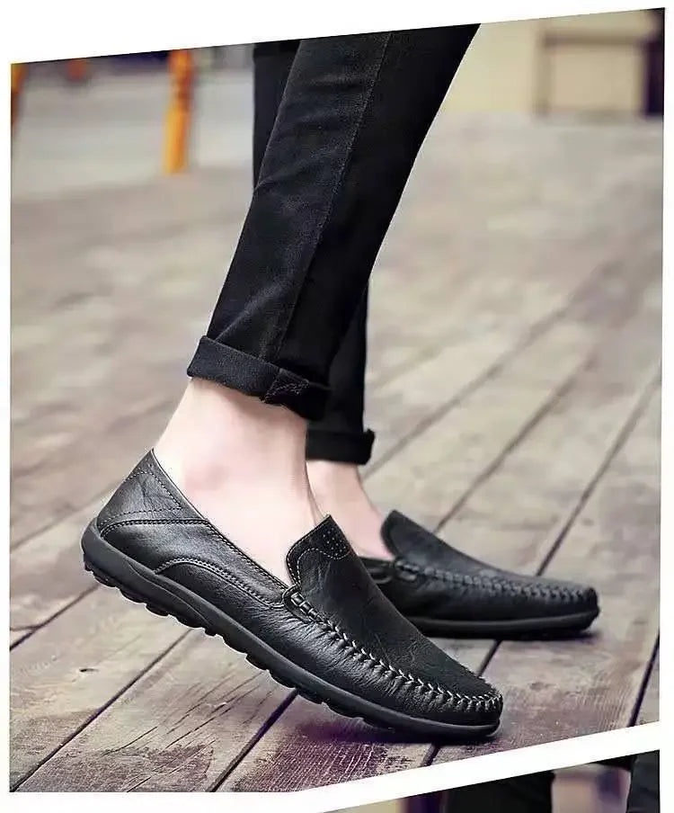 Shoes Men Leather Spring Loafers Slip on Business Casual Leather Shoes Classic Soft Moccasins Hombre Breathable Flats Shoes