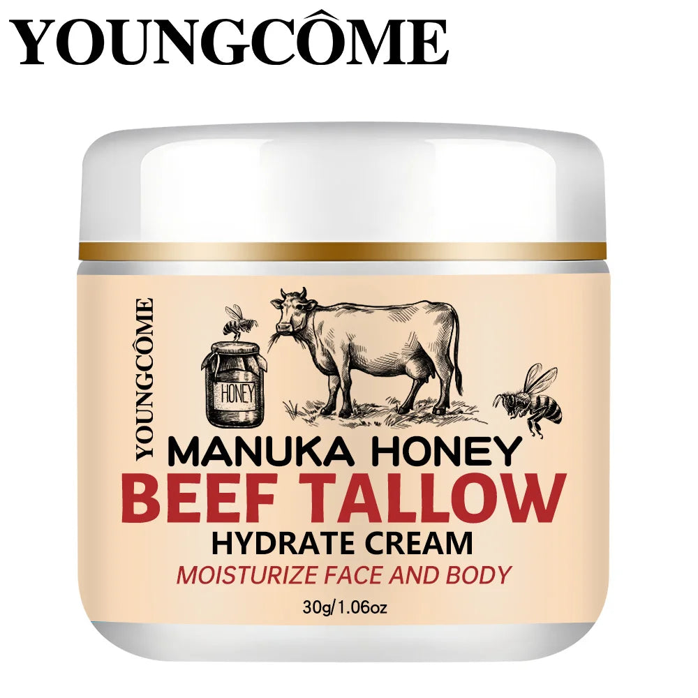 Manuka Honey Beef Tallow Face Cream Moisturiser Facial Anti Aging Skin Care Repair Fade Fine Line Wrinkle Remover Face Cream