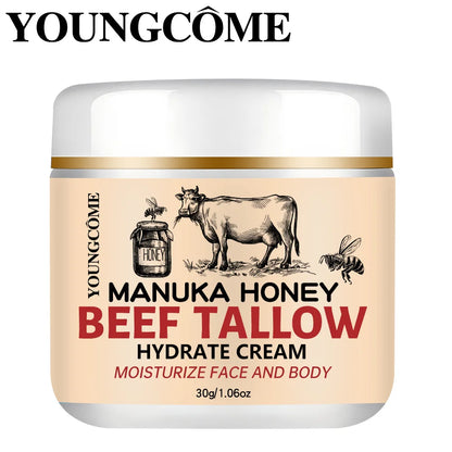 Manuka Honey Beef Tallow Face Cream Moisturiser Facial Anti Aging Skin Care Repair Fade Fine Line Wrinkle Remover Face Cream