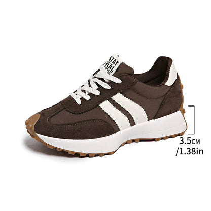 2026 Spring Retro Platform Women's Sneakers Summer Casual Patchwork Leather Sneakers Women's Outdoor Casual Comfort Shoes