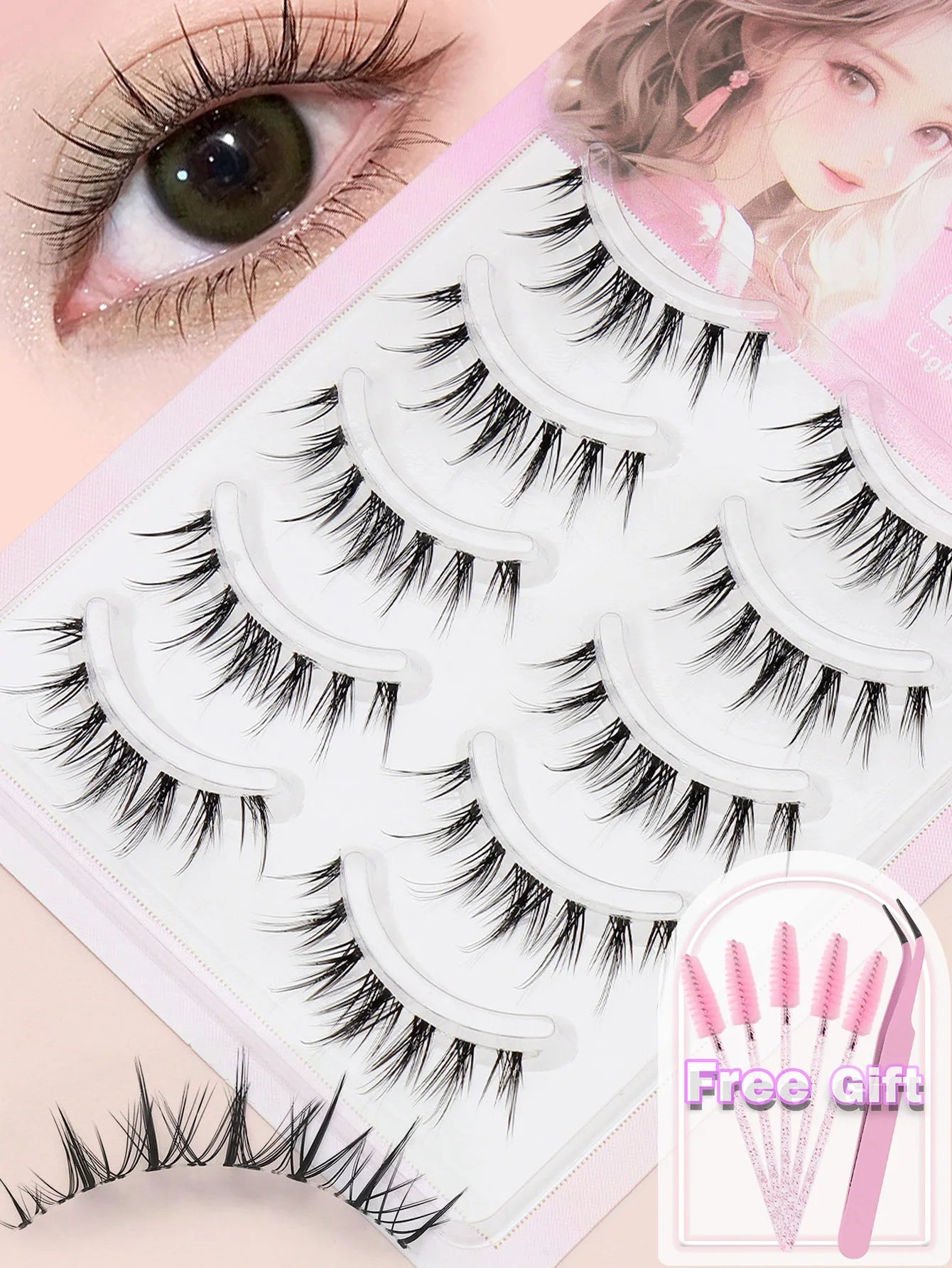 C curl 5Pairs brown style Eyelash Extension Winged Individual Lashes Natural Segmented Eyelash Bundles Makeup Tools