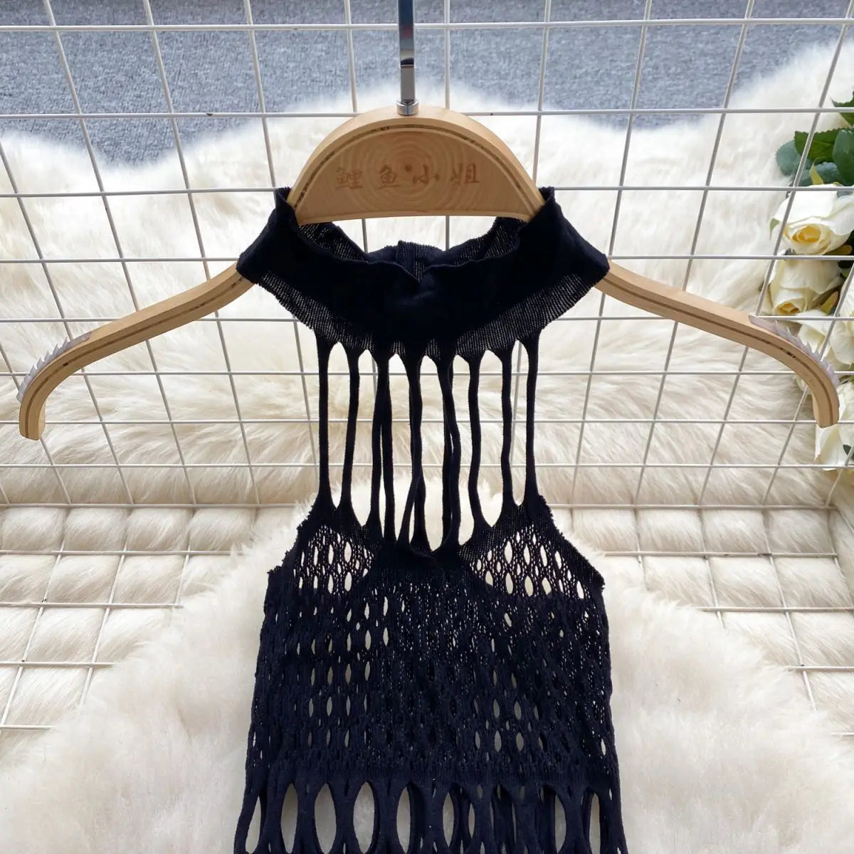 High Elastic Hollow Out Bodycone Women's Pajamas Sexy Erotic Lingerie Halter One-Piece Slim Jumpsuit Bodysuit Black Nightwear