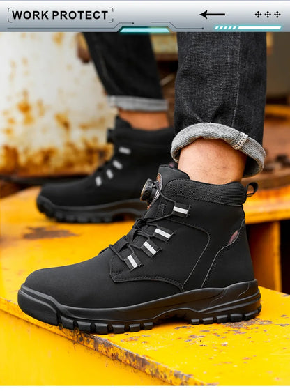 Waterproof Safety Boots Men Indestructible Steel Toe Work Boots Anti-smash Stab-resistant Safety Shoes Biker Botas Para Hombre