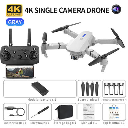 E88 ProIntelligent Folding Drone Supports single/Dual Camera Switching 4KPicture Quality+Wide-angle Shooting WiFiDirect Real-Tim