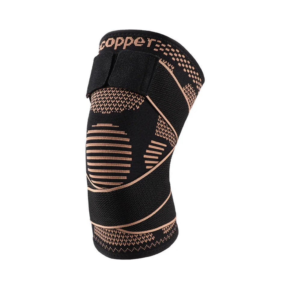 GOBYGO Sports Copper Ion Strap Knee Pads Fitness Jump Rope Basketball Running Gear Non-slip Knitted Nylon Knee Pads Men Women