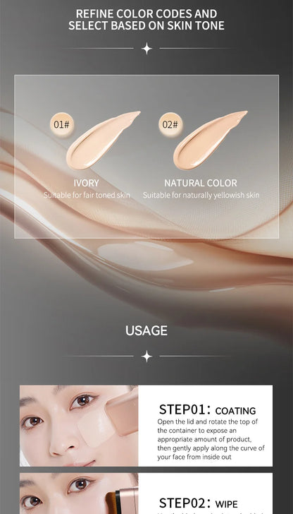 Clear and Moisturizing Foundation with a Natural Glow, Hydrating, Bling, Radiance, Thin and Lightweight Double-Ended Makeup Foundation That Can Be Rotated for Easier Application, with Its Own Brush for Waterproofing, Making I