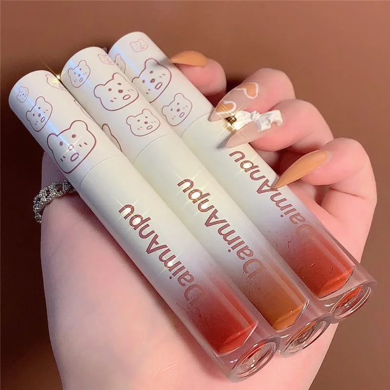 Cute Bear Liquid Lip Gloss Waterproof Non-stick Long Lasting Mirror Water Lip Glaze Lipstick Lip Gloss Beauty Cosmetic Makeup