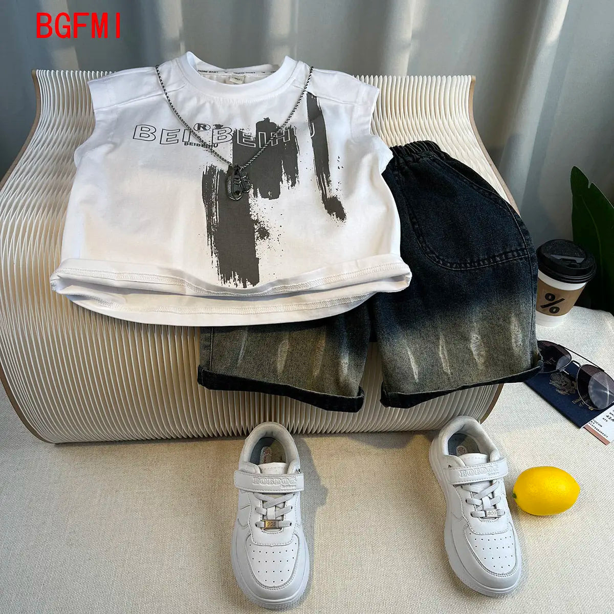 Hot Sale Fashion Baby Boy Suit Summer Clothes Short Sleeve T-shirt Short Jeans 2 Piece Set Kids Outfit 2-11Y Children's Costume
