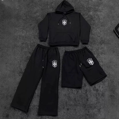 New Y2K casual loose street hip-hop suit trend Gothic Harajuku personality couple hoodie European and American mix and match set