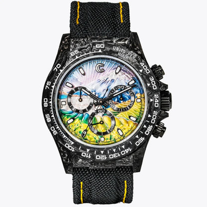 CRONUSART Men Chronograph Watch Pilot 40mm Automatic Mechanical Wristwatch Carbon Fiber Case Luminous Sapphire Mirror