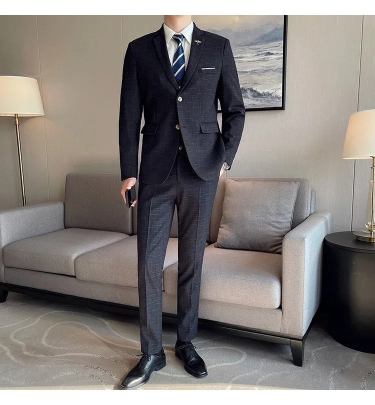 Traje De Boda De Alta Calidad Para Hombre, Traje Profesional De Negocios A La Moda, Chaleco Y Pantalones, Conjunto De 3/2 Piezas