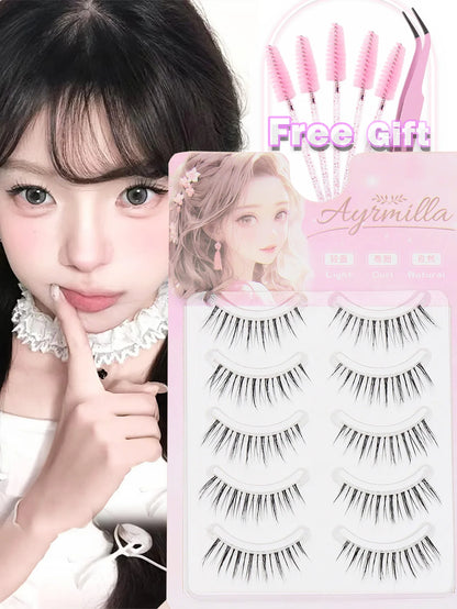 C curl 5Pairs brown style Eyelash Extension Winged Individual Lashes Natural Segmented Eyelash Bundles Makeup Tools