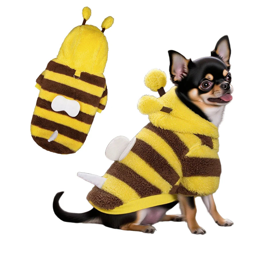 Puppy Pet Clothes Bee Style Plush Costume Cat Pet Clothes Autumn Winter Plush Warm Clothing Dog Clothes For Small Dogs