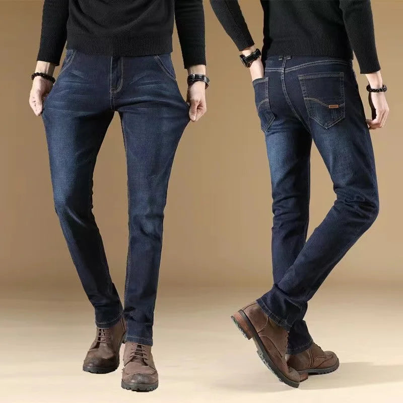 2025 Spring New Mens Slim Fit Classic Skinny Jeans Casual Street Style Casual Mens Skinny Jeans Male Slim Fit Pencil Denim Blue