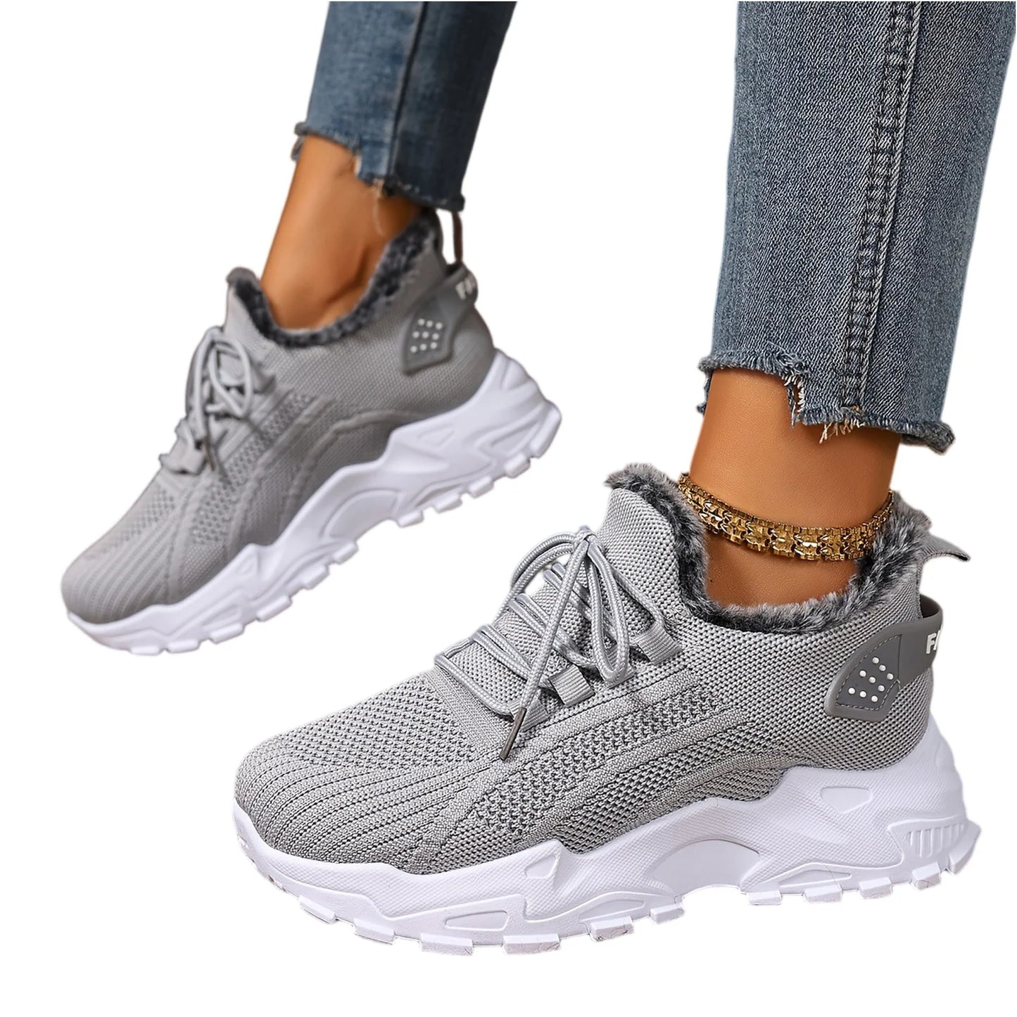 Sneakers Women's Winter Warm Sports Shoes Non Slip Soles Suitable for Cold Weather Outdoor Walking Sports Shoes Ladies Sneakers