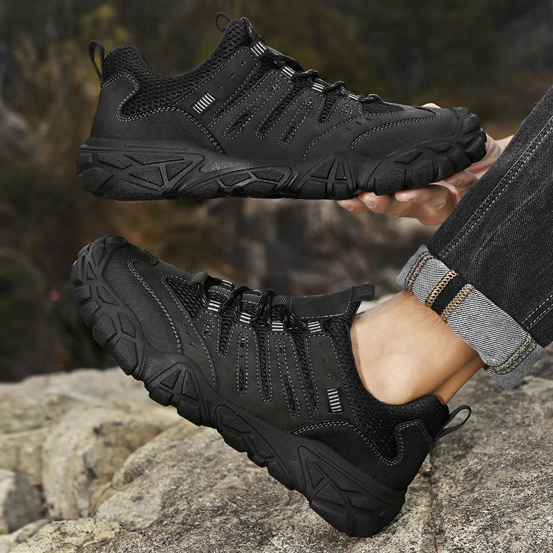 Retro Style Men's Outdoor Hiking Shoes Durable Waterproof Trekking Sneakers Non-Slip Sole Trainers Male Mountain Travel Footwear