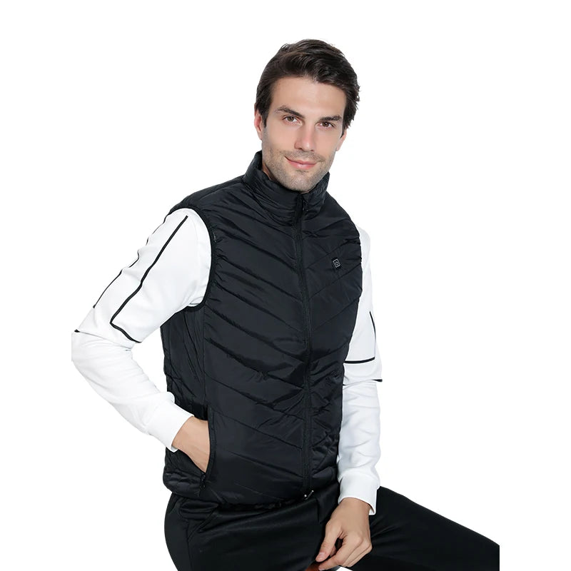 Winter Men's 9-Zone Heated Vest for Cold Protection Electric Heated Vest with Heating Cotton Lining【Power supply not included】