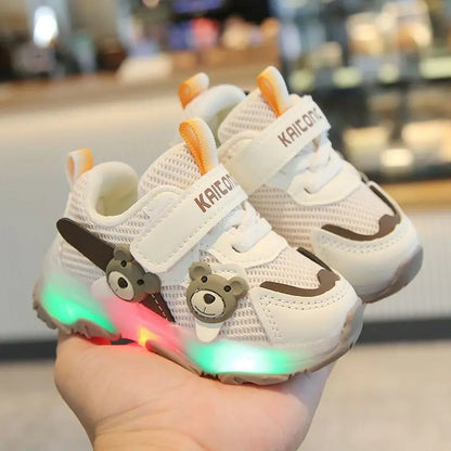 Kid Sports Shoes 2025spring New0-3y Soft Sole Baby Shoe Kid Walking Shoe Breathable Boy Shoes Anti Slip  Illuminated Gril Shoes