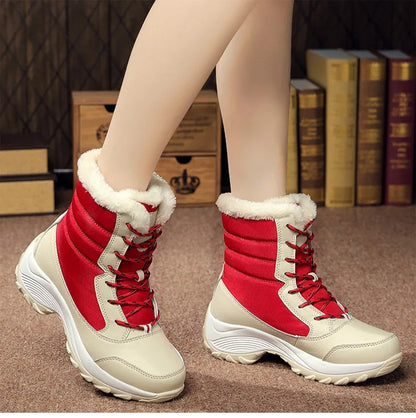 Women's Boots Women Heels Boots For Winter Shoes Woman Keep Warm Fur Botas Mujer 2025 Snow Boots Platform Shoes White Black Boot