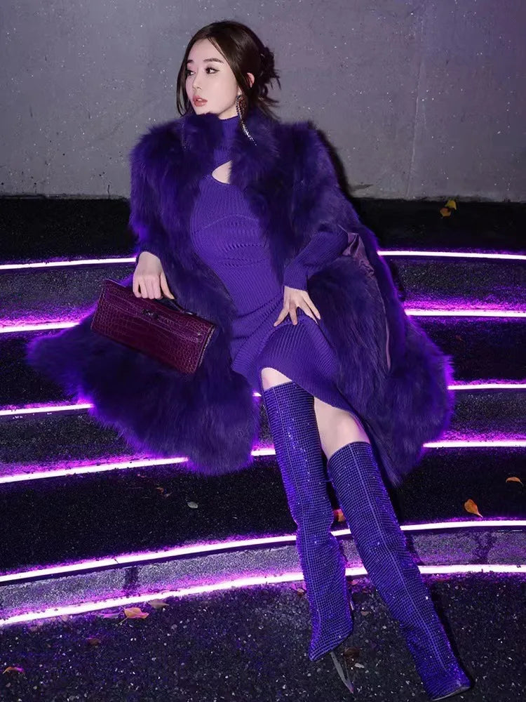 Women Rhinestone Knee High Boots Sexy Lady Pinted Toe Thin Heel Long Boots Woman's Slip-On High Heels Botas Mujer Invierno 2025