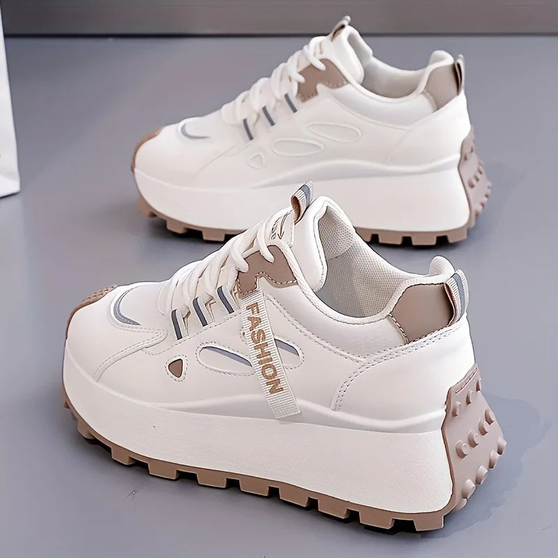 Korean Version of New Dad Shoes for Women, 2025 Spring Autumn Student Sports Running Casual Thick Soled Height Increasing Shoes