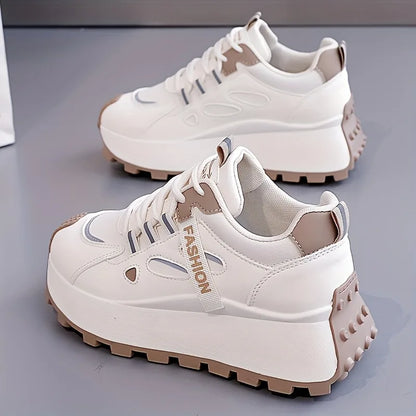 Korean Version of New Dad Shoes for Women, 2025 Spring Autumn Student Sports Running Casual Thick Soled Height Increasing Shoes