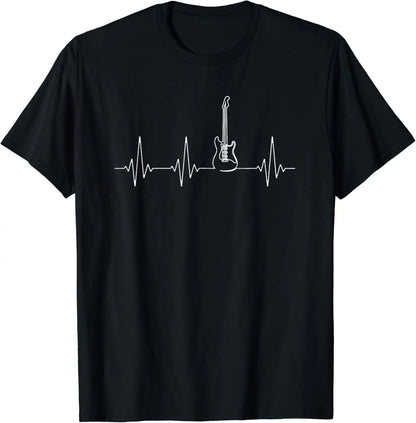 Guitar Heartbeat Music Instrument for Guitarist T-Shirt Funny Gift Custom Printed Music Lovers Graphic Shirts Unisex Summer Tops