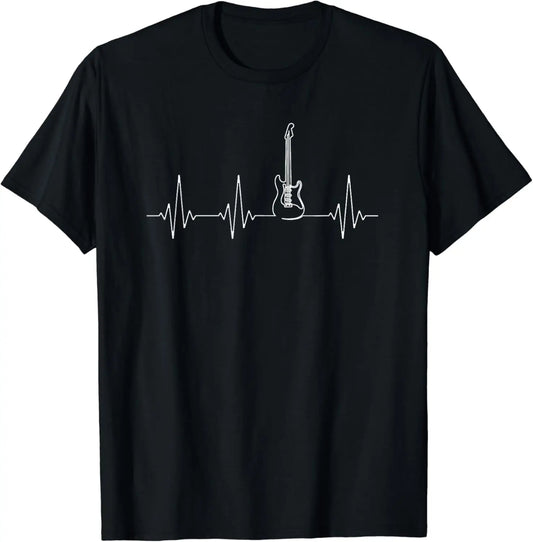 Guitar Heartbeat Music Instrument for Guitarist T-Shirt Funny Gift Custom Printed Music Lovers Graphic Shirts Unisex Summer Tops