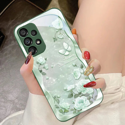 Butterfly shell pollen for Samsung Galaxy S10 4G S20 11E 30 S21 21Fe 22 S24 Pro S23 Ultra 5G S8 S9 Tempered glass phone case