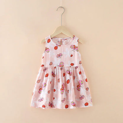 Girls Casual Dresses Flower Printing Sleeveless Casual Dress Toddler Clothes Flower Girl Dresses 2 To 8 Years